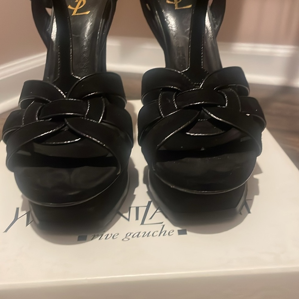 Saint Laurent Tribute Black Platform Heels Sandals size 41, usa 10 - Picture 7 of 16